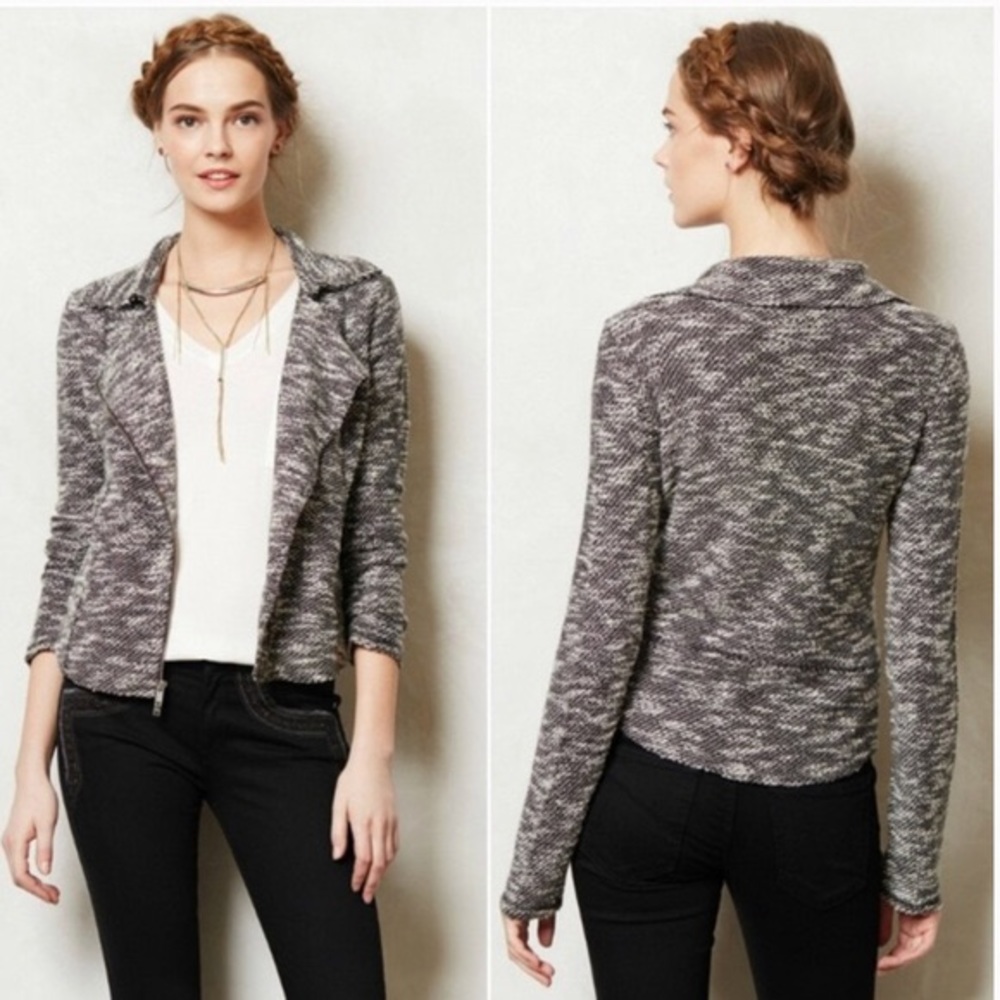 Anthropologie Marled Terry Moto Jacket